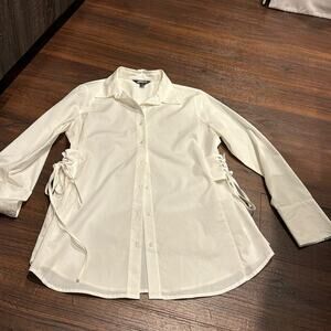 Project Runway Pre Loved White button down Shirt with side cord detail.
